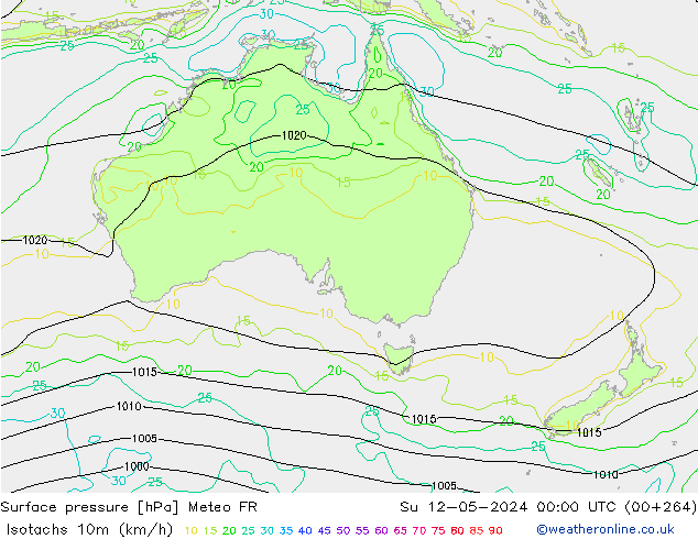 Isotachs (kph) Meteo FR  12.05.2024 00 UTC