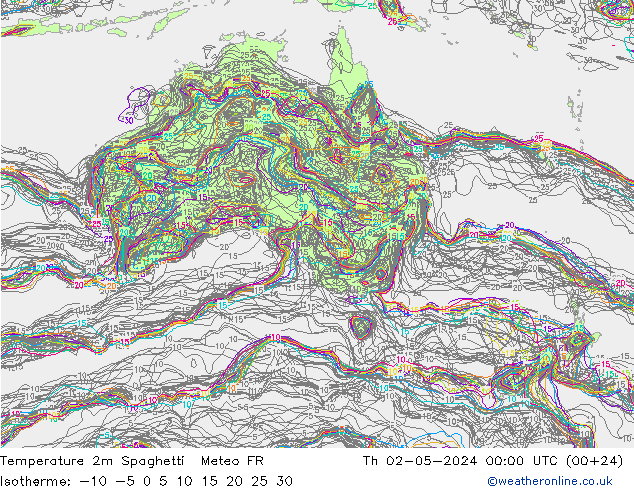 mapa temperatury 2m Spaghetti Meteo FR czw. 02.05.2024 00 UTC