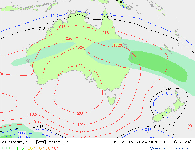 джет/приземное давление Meteo FR чт 02.05.2024 00 UTC