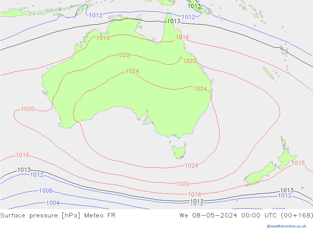 Surface pressure Meteo FR We 08.05.2024 00 UTC