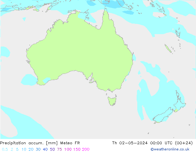 Precipitation accum. Meteo FR  02.05.2024 00 UTC