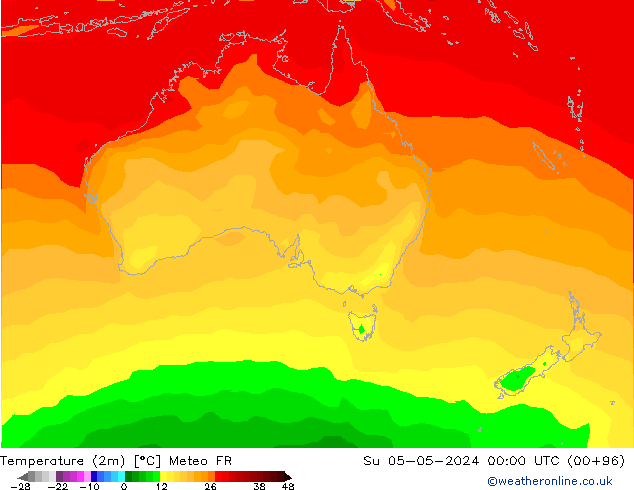 Temperature (2m) Meteo FR Su 05.05.2024 00 UTC