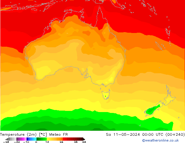 Temperatura (2m) Meteo FR Sáb 11.05.2024 00 UTC