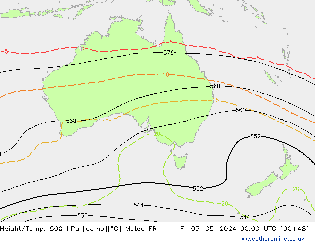 Height/Temp. 500 гПа Meteo FR пт 03.05.2024 00 UTC