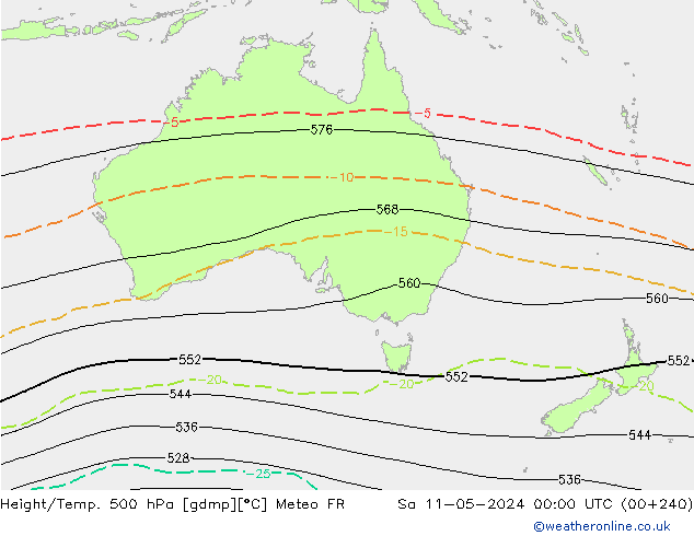 Yükseklik/Sıc. 500 hPa Meteo FR Cts 11.05.2024 00 UTC