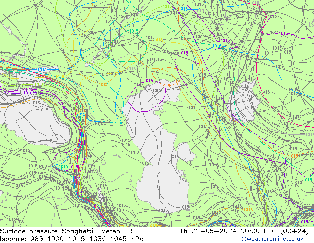 Yer basıncı Spaghetti Meteo FR Per 02.05.2024 00 UTC