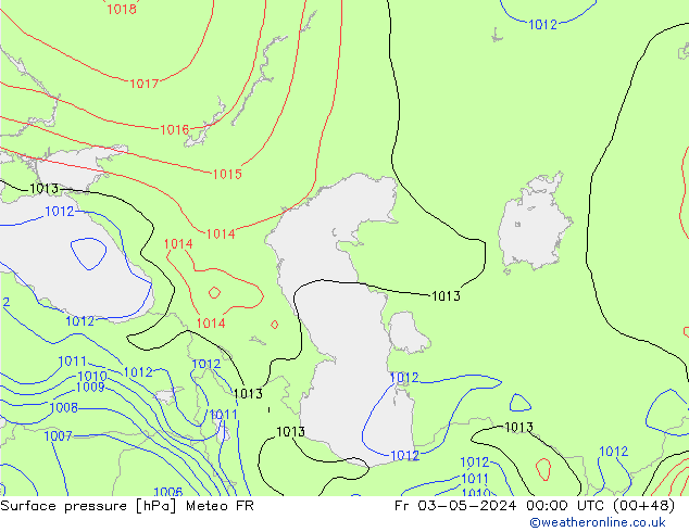 Surface pressure Meteo FR Fr 03.05.2024 00 UTC
