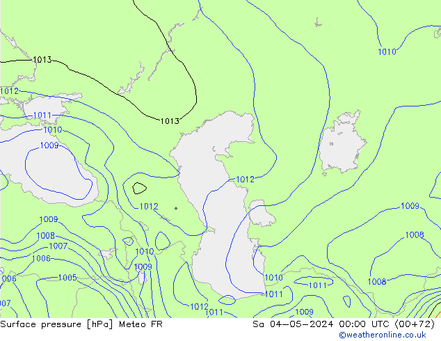 pressão do solo Meteo FR Sáb 04.05.2024 00 UTC