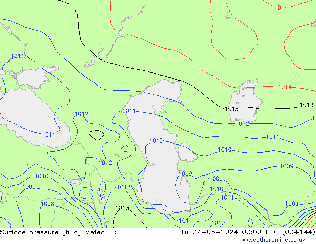 Surface pressure Meteo FR Tu 07.05.2024 00 UTC