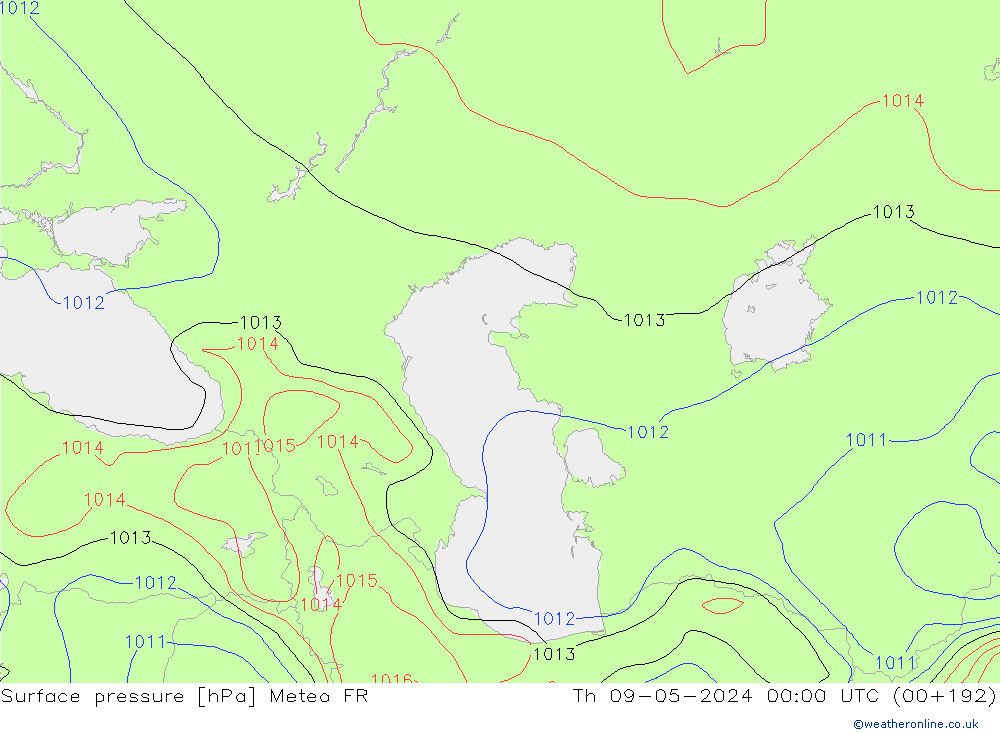 pression de l'air Meteo FR jeu 09.05.2024 00 UTC