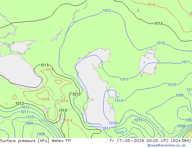 Atmosférický tlak Meteo FR Pá 17.05.2024 00 UTC