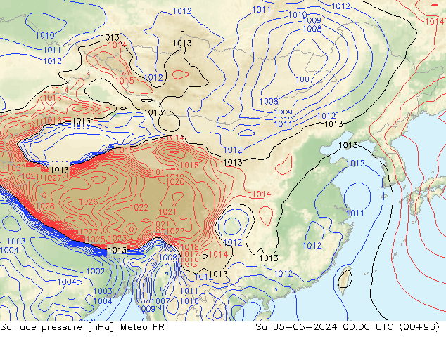 地面气压 Meteo FR 星期日 05.05.2024 00 UTC