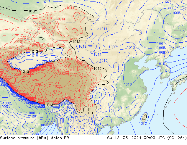 地面气压 Meteo FR 星期日 12.05.2024 00 UTC