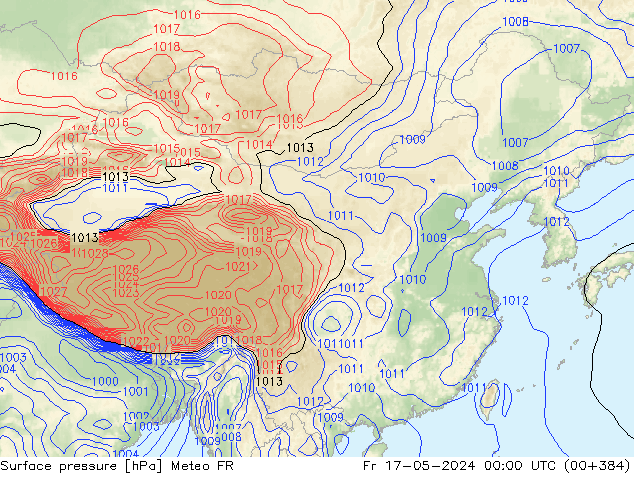 地面气压 Meteo FR 星期五 17.05.2024 00 UTC