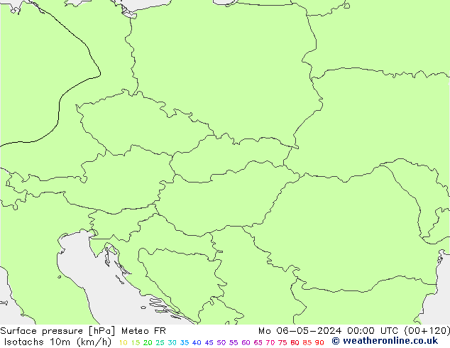 Eşrüzgar Hızları (km/sa) Meteo FR Pzt 06.05.2024 00 UTC