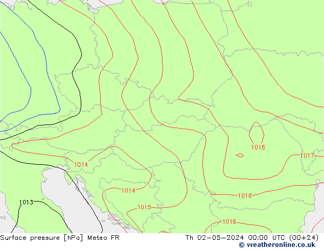 pressão do solo Meteo FR Qui 02.05.2024 00 UTC