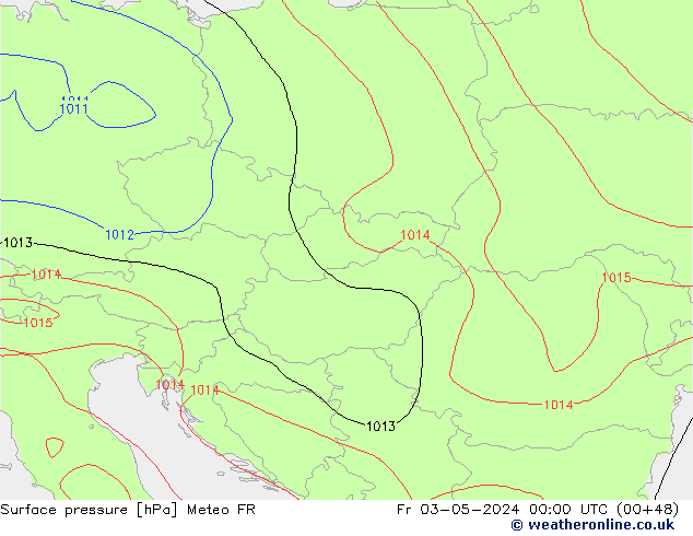 Pressione al suolo Meteo FR ven 03.05.2024 00 UTC