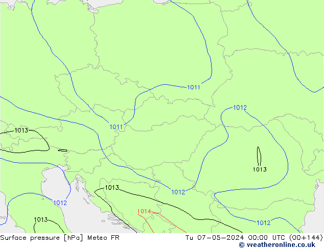 Atmosférický tlak Meteo FR Út 07.05.2024 00 UTC