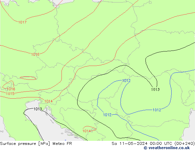 Presión superficial Meteo FR sáb 11.05.2024 00 UTC