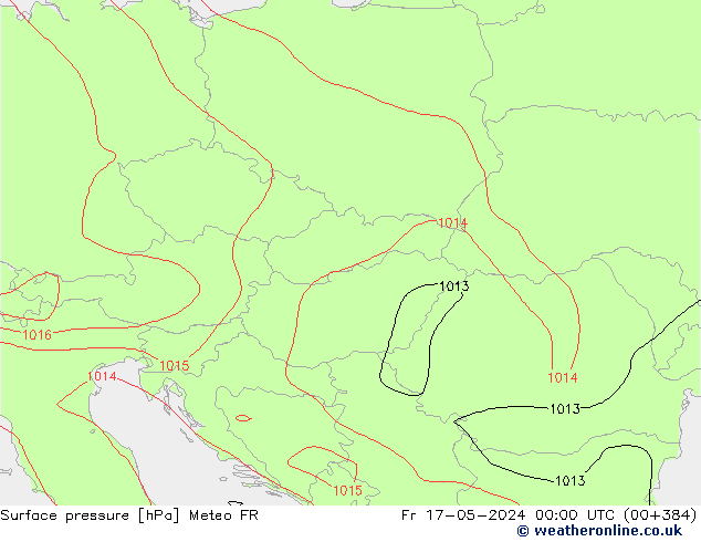 Pressione al suolo Meteo FR ven 17.05.2024 00 UTC