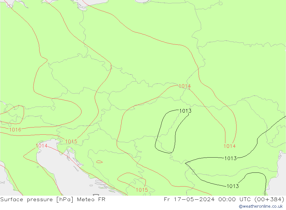 Pressione al suolo Meteo FR ven 17.05.2024 00 UTC