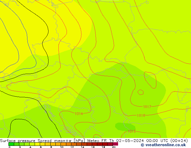 ciśnienie Spread Meteo FR czw. 02.05.2024 00 UTC