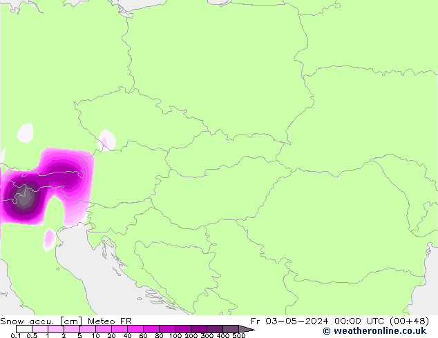 Глубина снега Meteo FR пт 03.05.2024 00 UTC