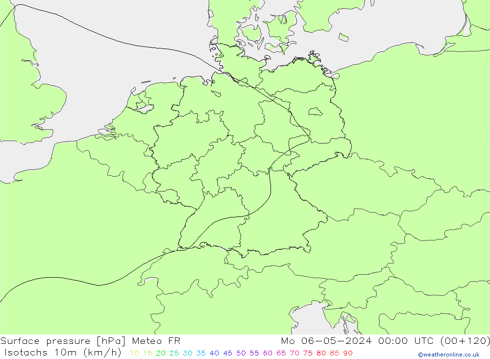 Isotachs (kph) Meteo FR lun 06.05.2024 00 UTC