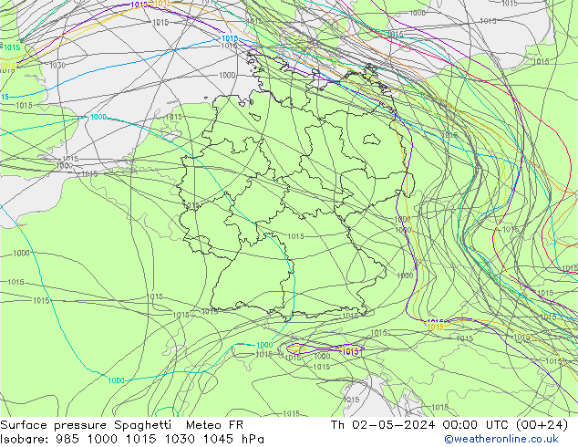 Atmosférický tlak Spaghetti Meteo FR Čt 02.05.2024 00 UTC