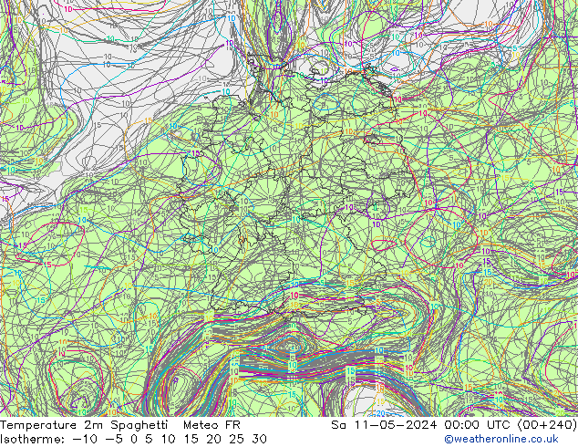 карта температуры Spaghetti Meteo FR сб 11.05.2024 00 UTC