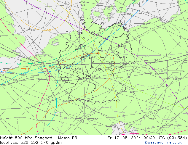 Geop. 500 hPa Spaghetti Meteo FR vie 17.05.2024 00 UTC