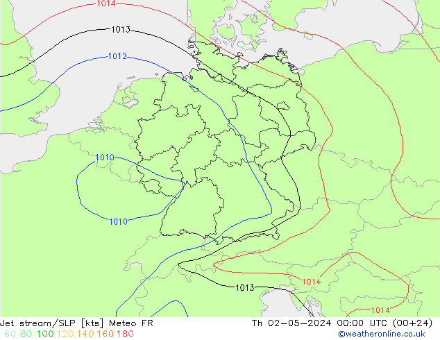 джет/приземное давление Meteo FR чт 02.05.2024 00 UTC