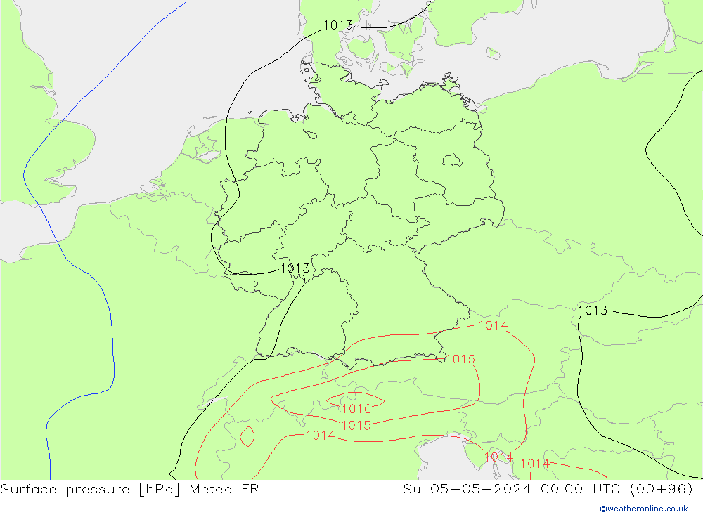 Atmosférický tlak Meteo FR Ne 05.05.2024 00 UTC