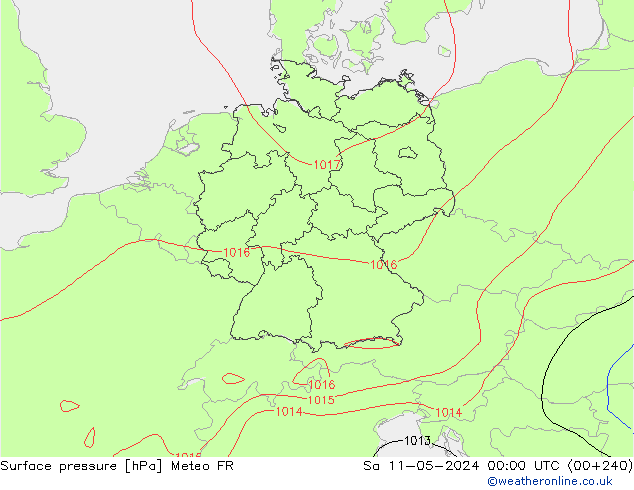 Pressione al suolo Meteo FR sab 11.05.2024 00 UTC