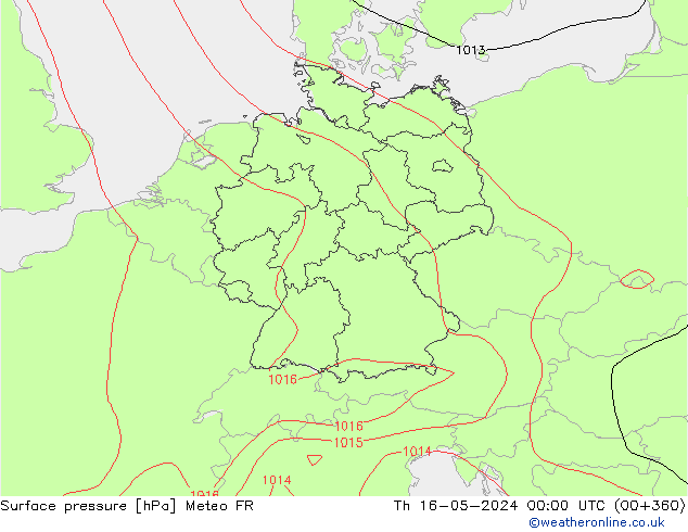 pressão do solo Meteo FR Qui 16.05.2024 00 UTC