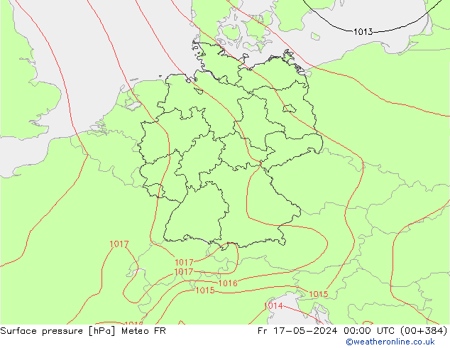 pression de l'air Meteo FR ven 17.05.2024 00 UTC