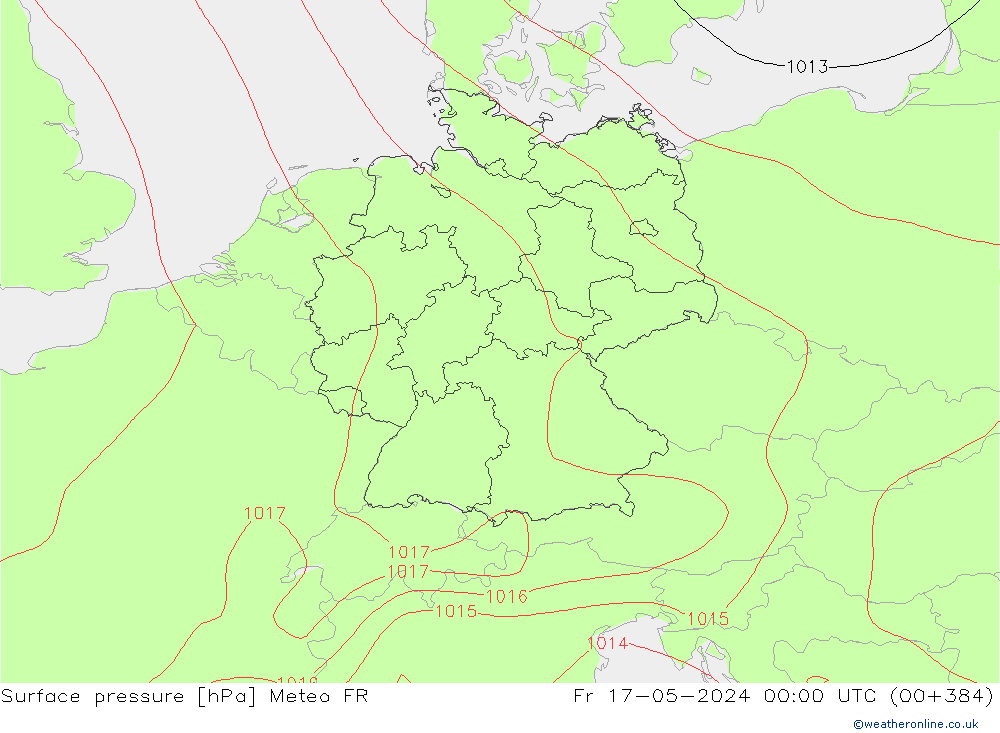 приземное давление Meteo FR пт 17.05.2024 00 UTC