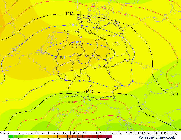 Surface pressure Spread Meteo FR Fr 03.05.2024 00 UTC