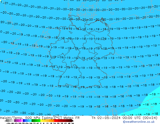 Height/Temp. 500 hPa Meteo FR 星期四 02.05.2024 00 UTC