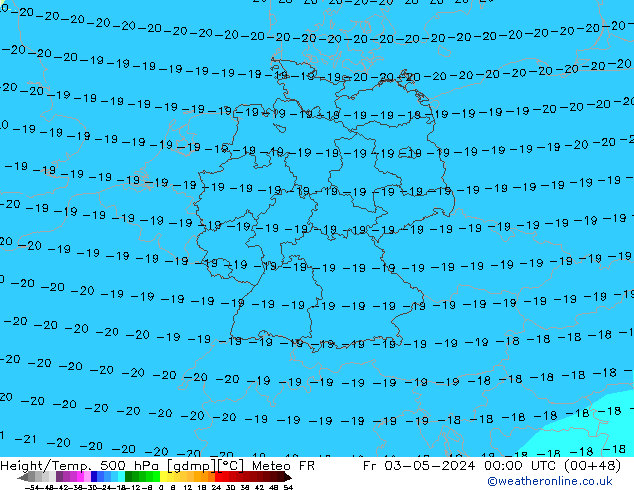Géop./Temp. 500 hPa Meteo FR ven 03.05.2024 00 UTC