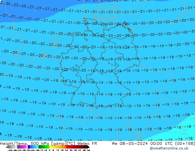 Yükseklik/Sıc. 500 hPa Meteo FR Çar 08.05.2024 00 UTC