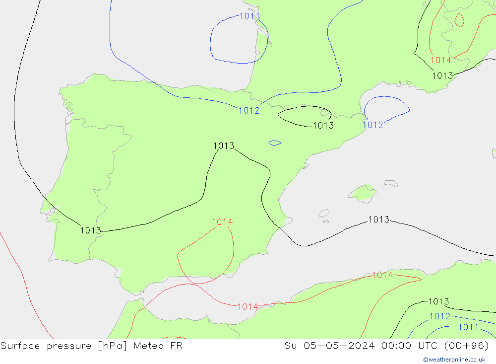 pressão do solo Meteo FR Dom 05.05.2024 00 UTC