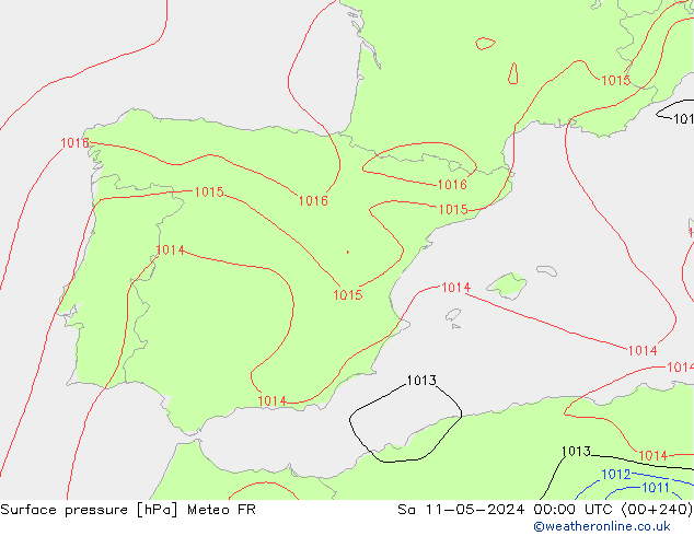 Atmosférický tlak Meteo FR So 11.05.2024 00 UTC