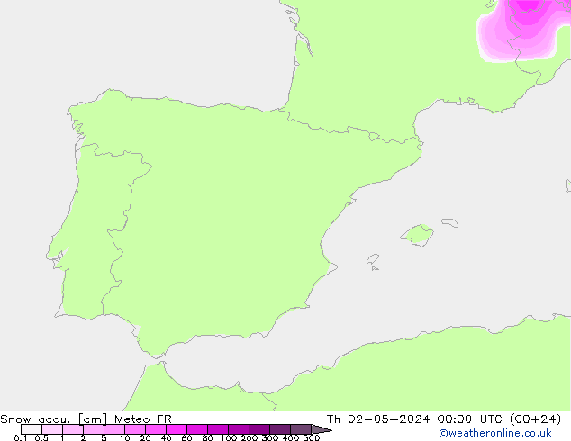 Snow accu. Meteo FR gio 02.05.2024 00 UTC