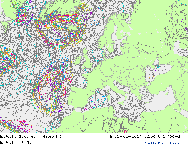 Isotachs Spaghetti Meteo FR Th 02.05.2024 00 UTC