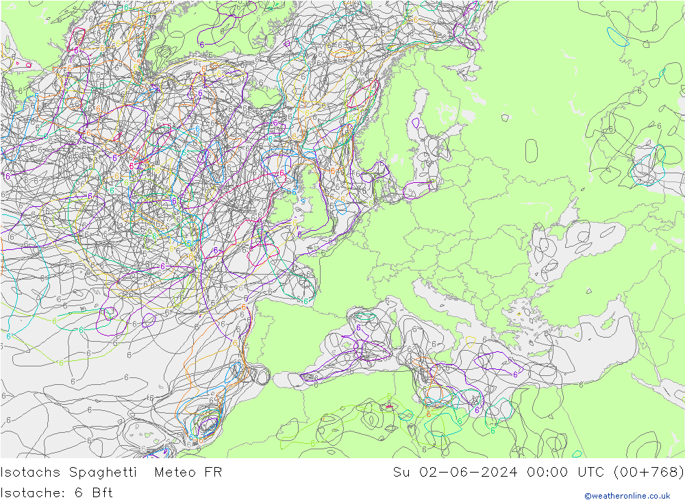 Isotachs Spaghetti Meteo FR dim 02.06.2024 00 UTC