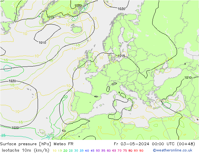 Isotachs (kph) Meteo FR  03.05.2024 00 UTC