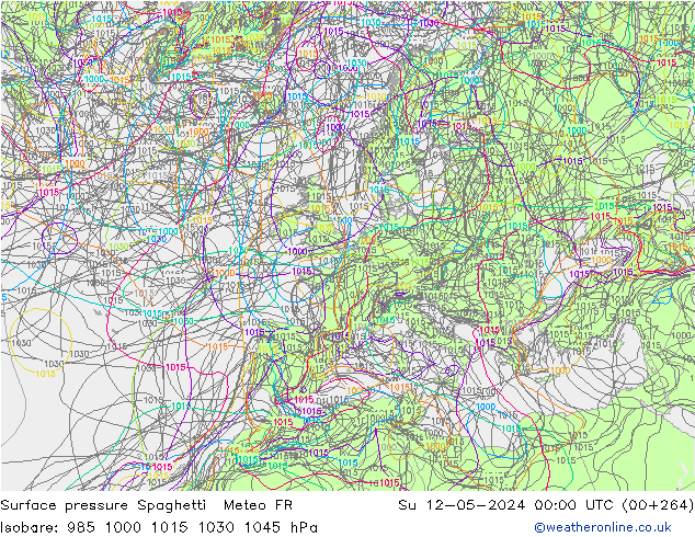 Surface pressure Spaghetti Meteo FR Su 12.05.2024 00 UTC