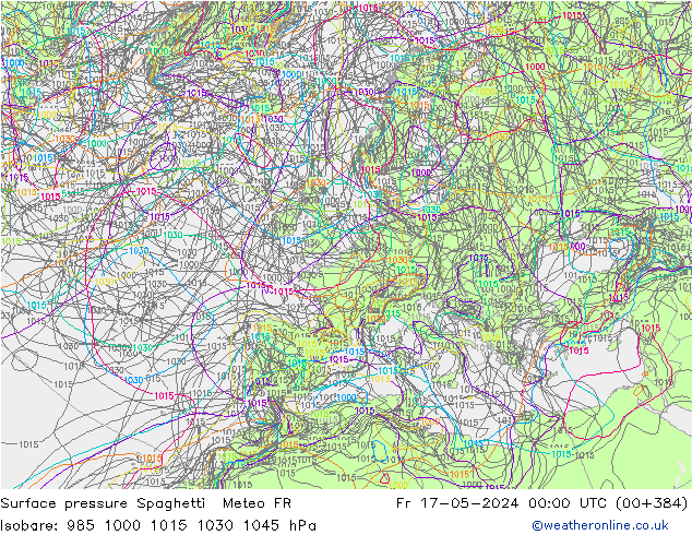 地面气压 Spaghetti Meteo FR 星期五 17.05.2024 00 UTC