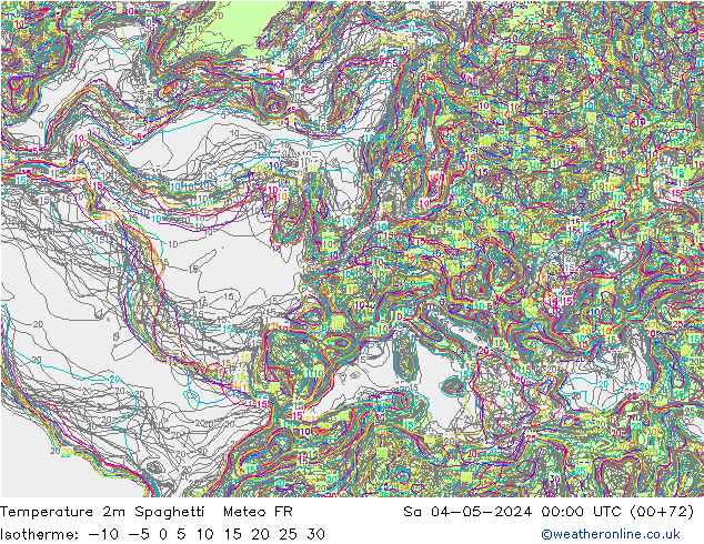 température 2m Spaghetti Meteo FR sam 04.05.2024 00 UTC